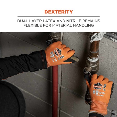 Proflex By Ergodyne Orange Coated Waterproof Winter Work Gloves, 2XL, A5, PK144 7551-CASE